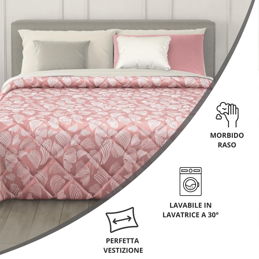 Trapunta Invernale in Raso Jacquard, Piumone Matrimoniale Invernale (300gr/mq)