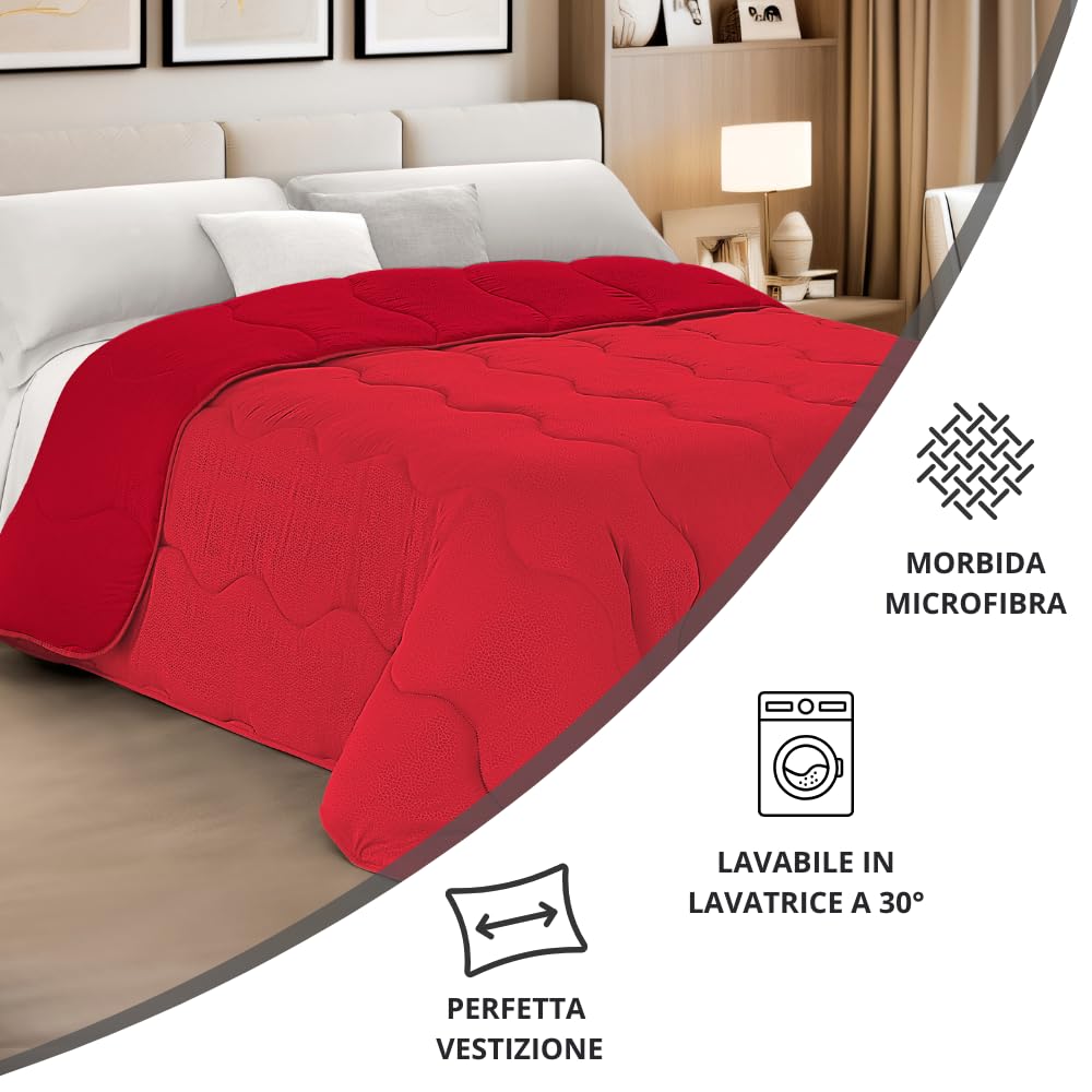 Trapunta Piumone Invernale Double-Face in Morbida Microfibra Imbottitura 300 gr/mq