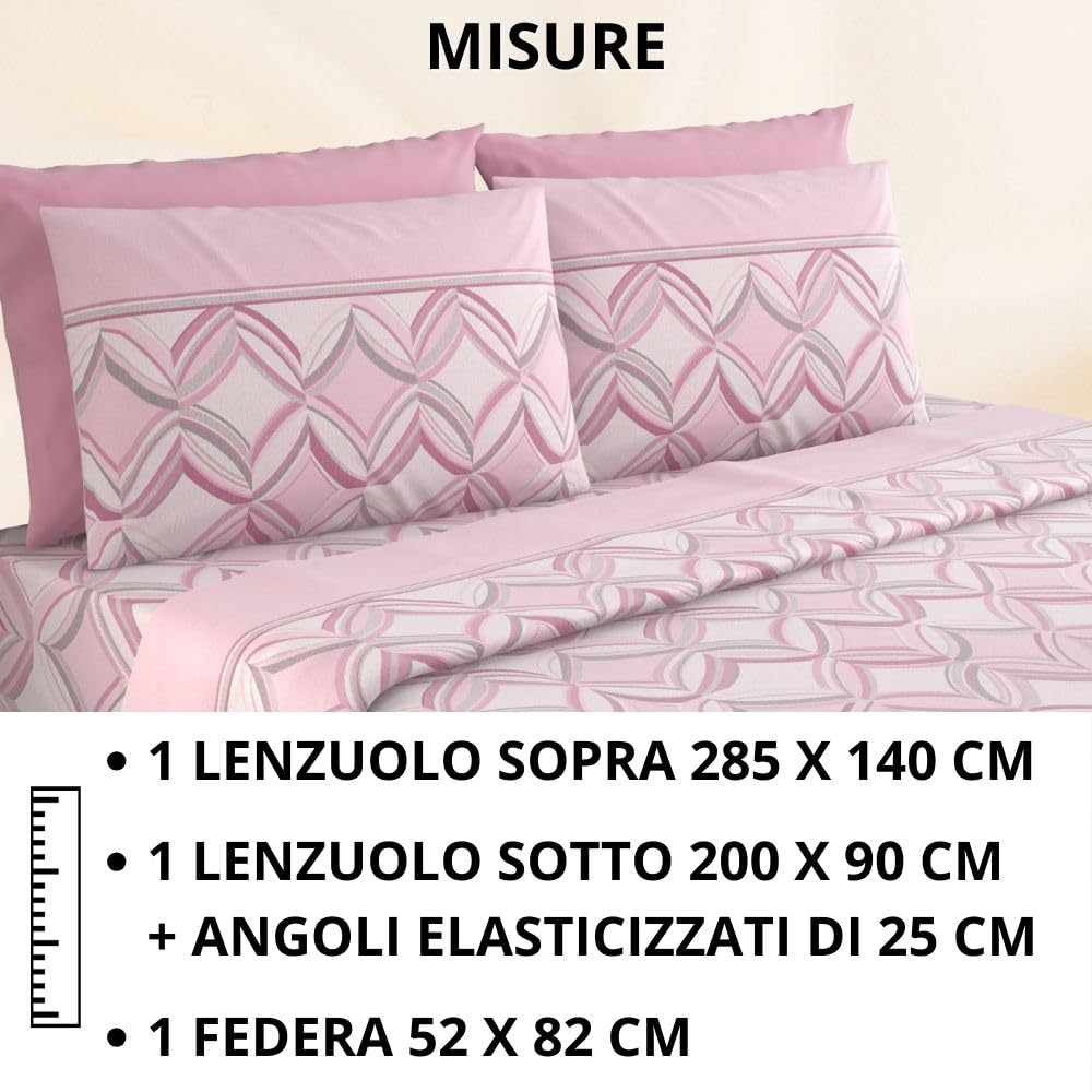 Completo Lenzuola Flanella in Cotone Stampate - Invernali con Fantasia Elegante