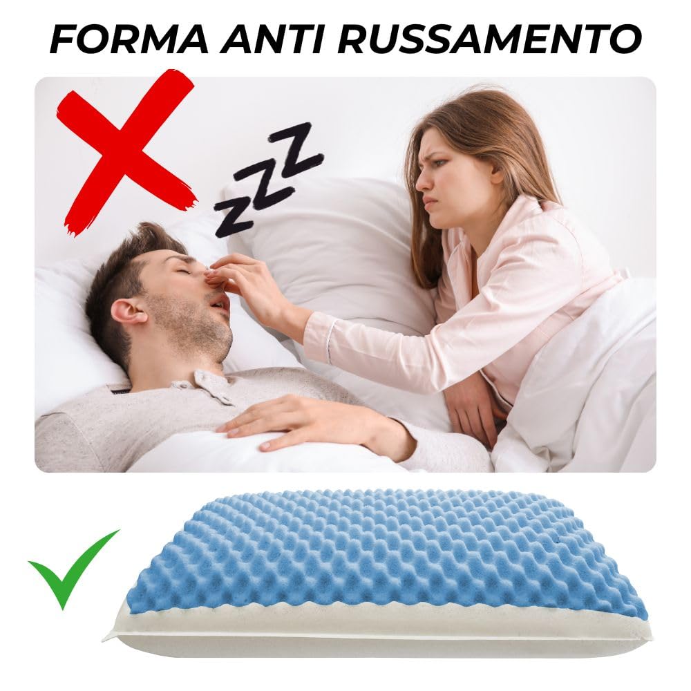 Cuscino Cervicale in Memory Foam Bugnato ad Effetto Massaggiante, Made in Italy