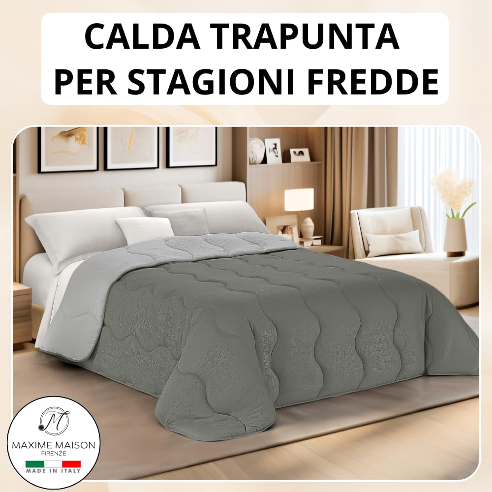 Trapunta Piumone Invernale Double-Face in Morbida Microfibra Imbottitura 300 gr/mq