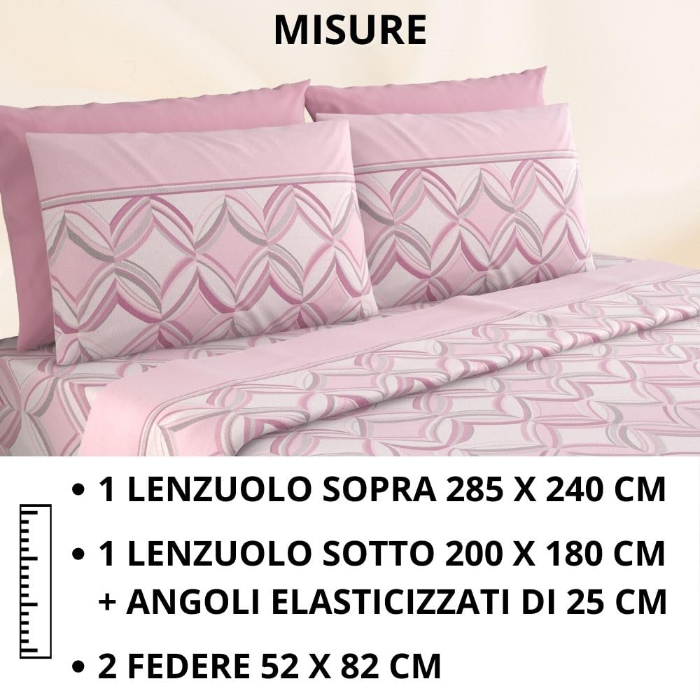 Completo Lenzuola Flanella in Cotone Stampate - Invernali con Fantasia Elegante