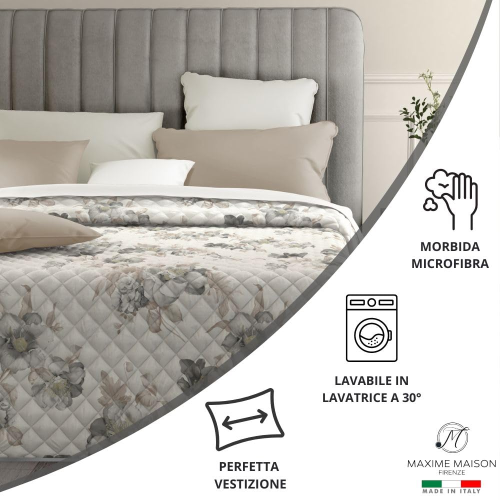 Copriletto (100 gr/mq) Mezza Stagione in Raso di Cotone Satin, Made in Italy
