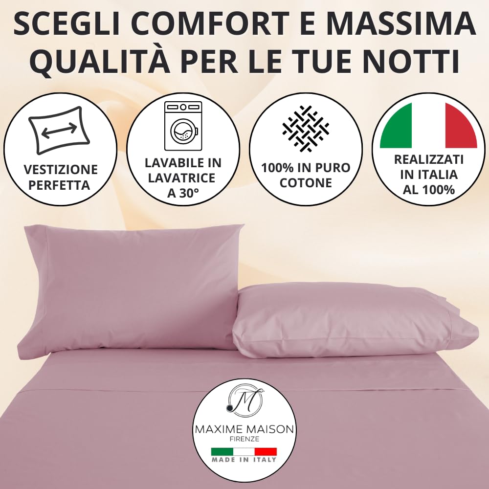 Federe Cuscino Letto, Misto Cotone, Tinta Unita (Misure 52x82cm), Chiusura a Busta, Fodera Cuscini, Copri Cuscino Letto, Federe Cuscini, Cotone