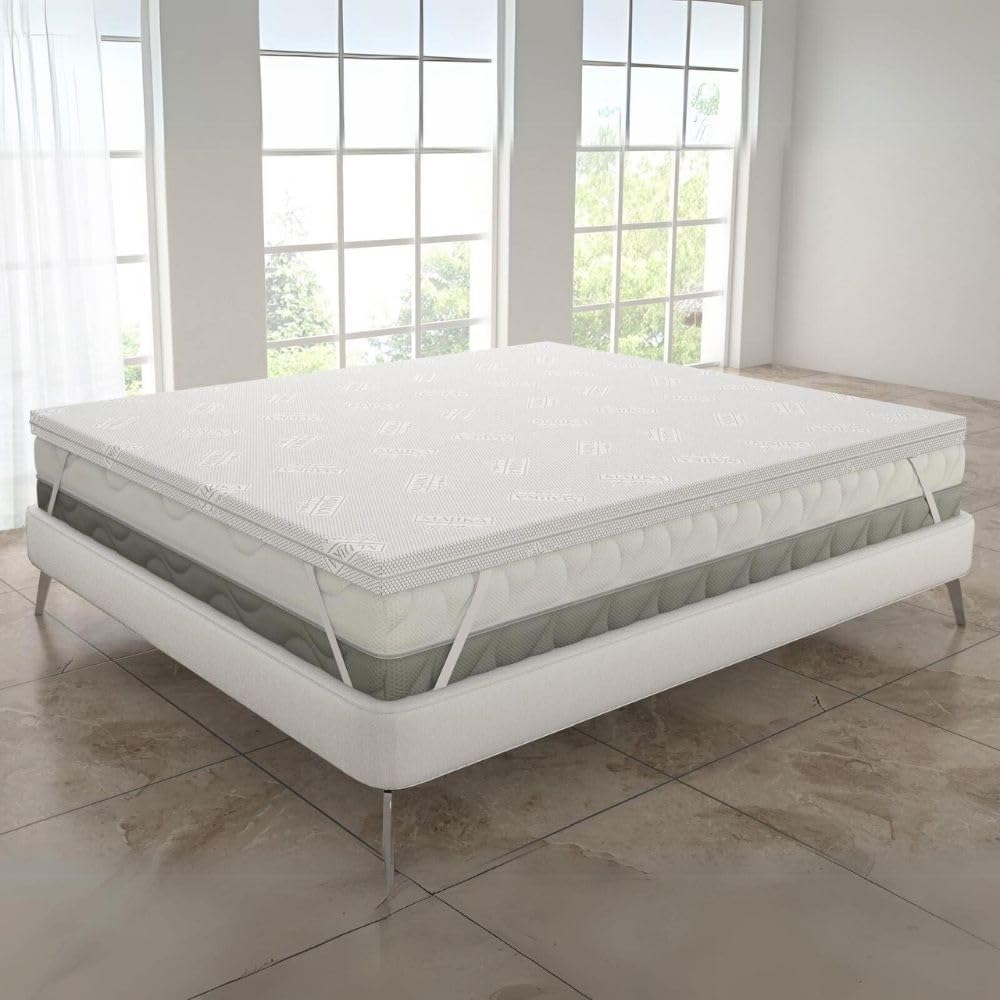 Topper Sfoderabile in Memory Foam da 5 cm, Prodotto Italiano Antiacaro e Anallergico, Correttore per Materassi Vecchi o Scomodi