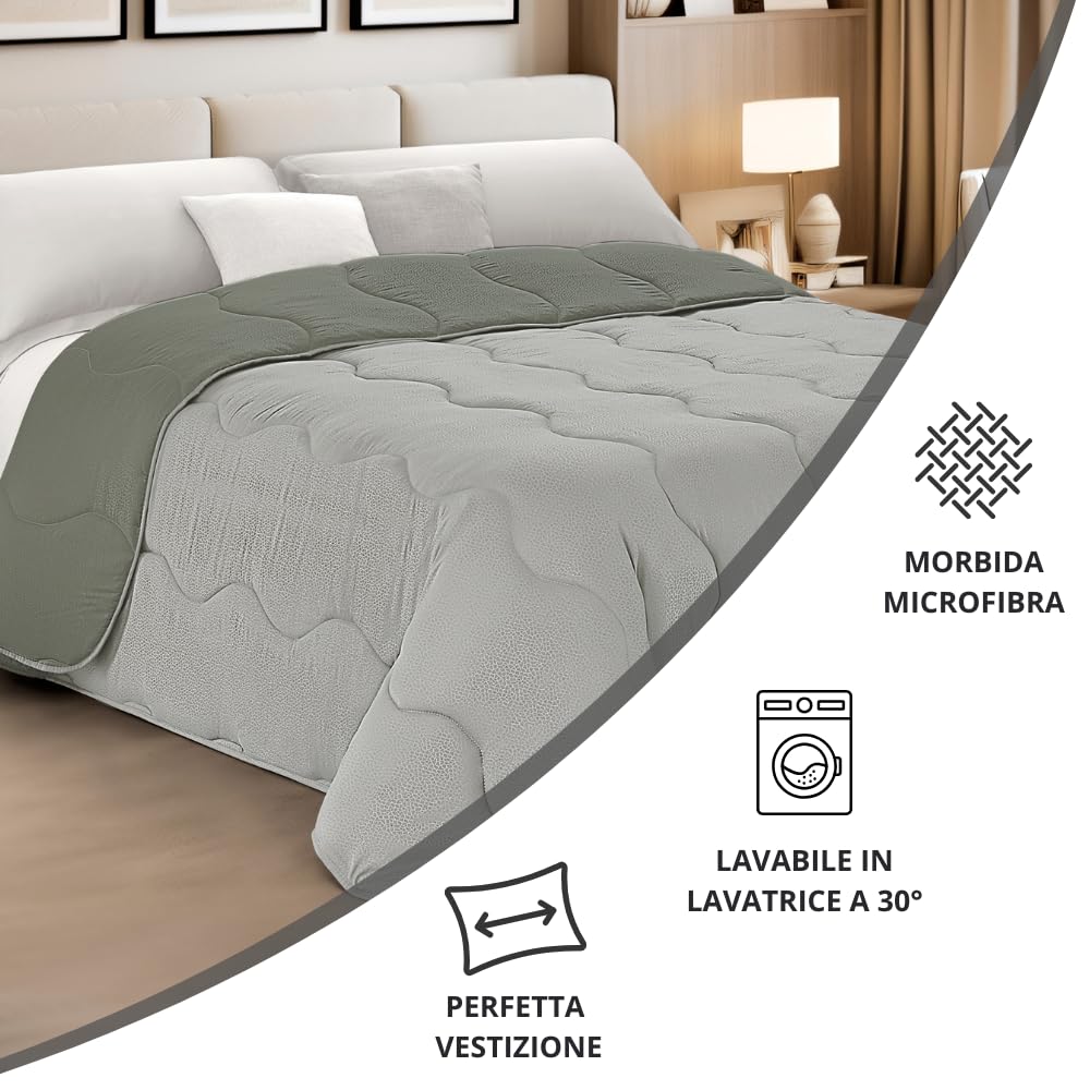 Trapunta Piumone Invernale Double-Face in Morbida Microfibra Imbottitura 300 gr/mq