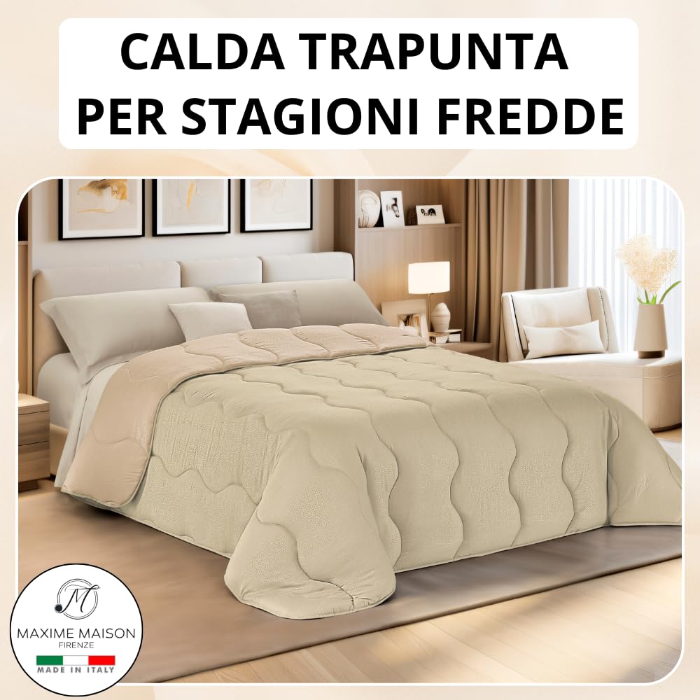 Trapunta Piumone Invernale Double-Face in Morbida Microfibra Imbottitura 300 gr/mq