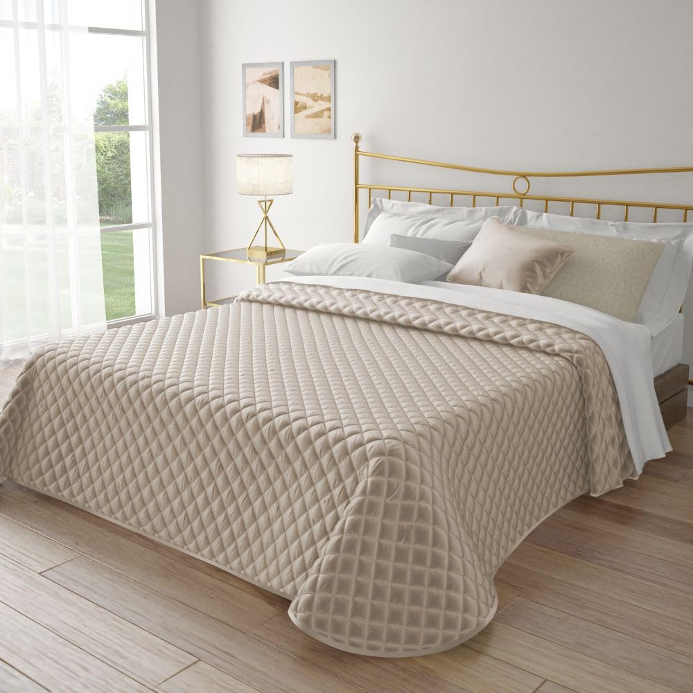 MAXIME MAISON - Trapunta Primaverile Autunnale Trapuntata in Morbido Velluto Elegante, Copriletto Leggero Made in Italy, Sensazione di Vero Lusso al Tatto