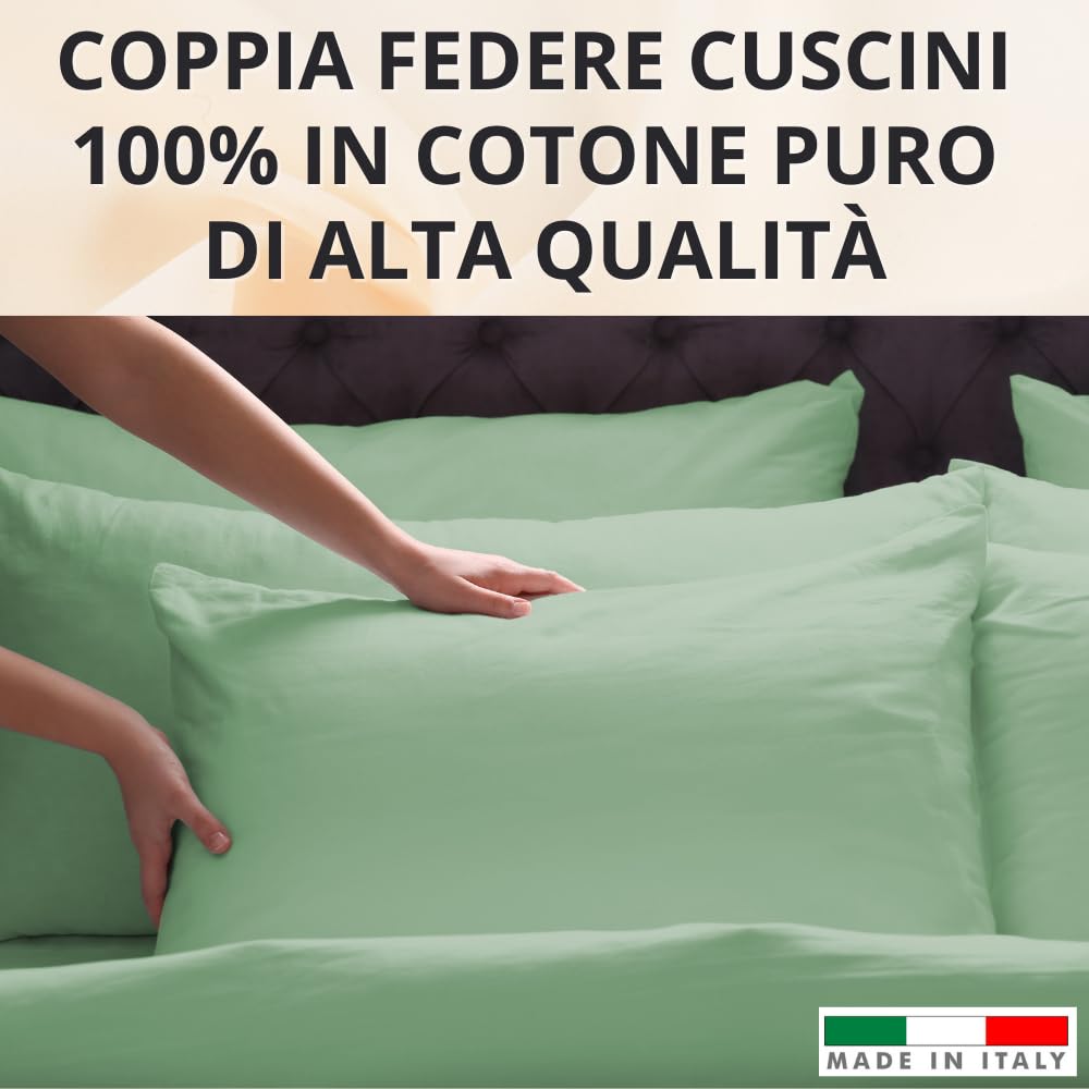 Federe Cuscino Letto, Misto Cotone, Tinta Unita (Misure 52x82cm), Chiusura a Busta, Fodera Cuscini, Copri Cuscino Letto, Federe Cuscini, Cotone