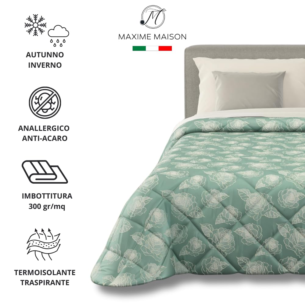 Trapunta Invernale in Raso Jacquard, Piumone Matrimoniale Invernale (300gr/mq)