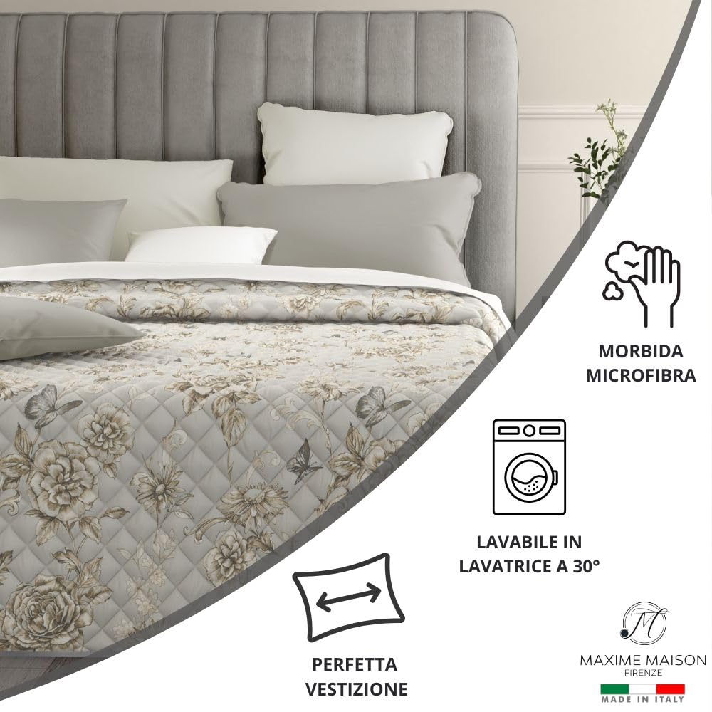 MAXIME MAISON - Copriletto Singolo Primaverile Estivo (100 gr/mq) Trapuntino Estivo Singolo, Trapunta Letto Singolo Leggera, Trapuntino Singolo Mezza Stagione in Raso di Cotone Satin, Made in Italy
