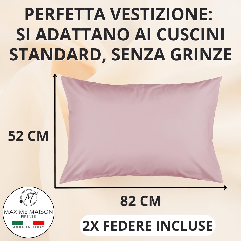 Federe Cuscino Letto, Misto Cotone, Tinta Unita (Misure 52x82cm), Chiusura a Busta, Fodera Cuscini, Copri Cuscino Letto, Federe Cuscini, Cotone