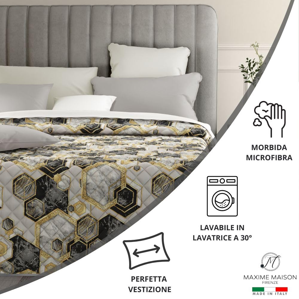 MAXIME MAISON - Copriletto Singolo Primaverile Estivo (100 gr/mq) Trapuntino Estivo Singolo, Trapunta Letto Singolo Leggera, Trapuntino Singolo Mezza Stagione in Raso di Cotone Satin, Made in Italy