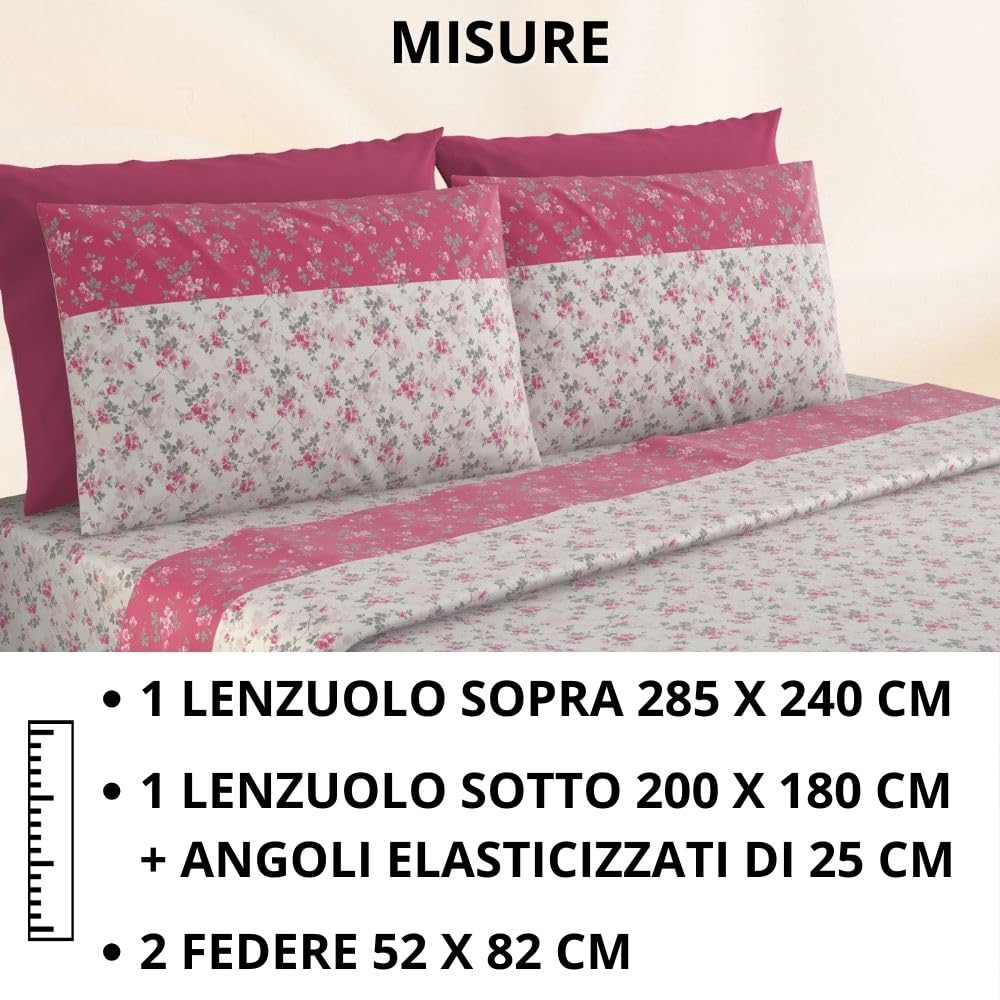 Completo Lenzuola Flanella in Cotone Stampate - Invernali con Fantasia Elegante