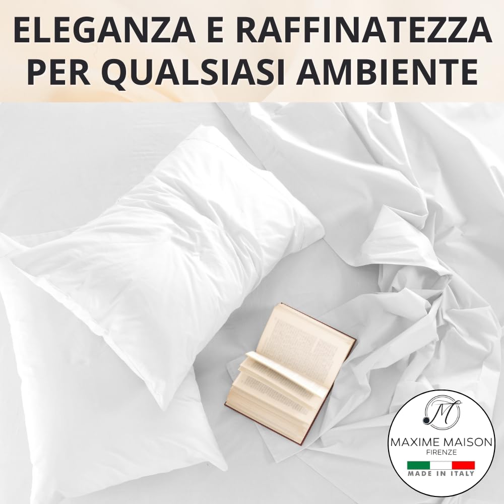 Federe Cuscino Letto, Misto Cotone, Tinta Unita (Misure 52x82cm), Chiusura a Busta, Fodera Cuscini, Copri Cuscino Letto, Federe Cuscini, Cotone