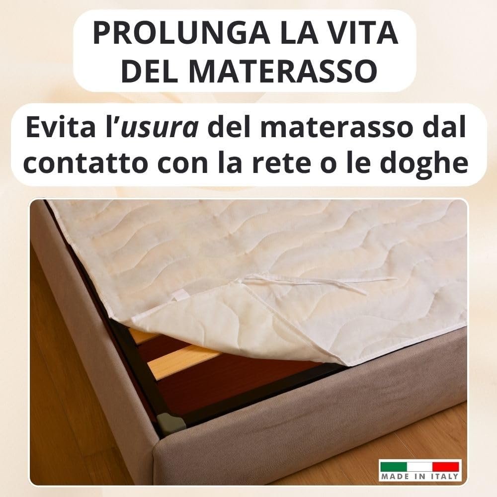 Coprirete Trapuntato con Imbottitura, Lacci agli Angoli, Anallergico e Antiacaro, Traspirante, Manifattura Made in Italy