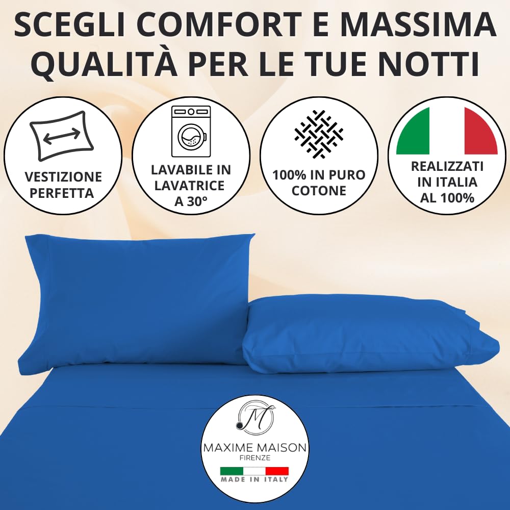 Federe Cuscino Letto, Misto Cotone, Tinta Unita (Misure 52x82cm), Chiusura a Busta, Fodera Cuscini, Copri Cuscino Letto, Federe Cuscini, Cotone