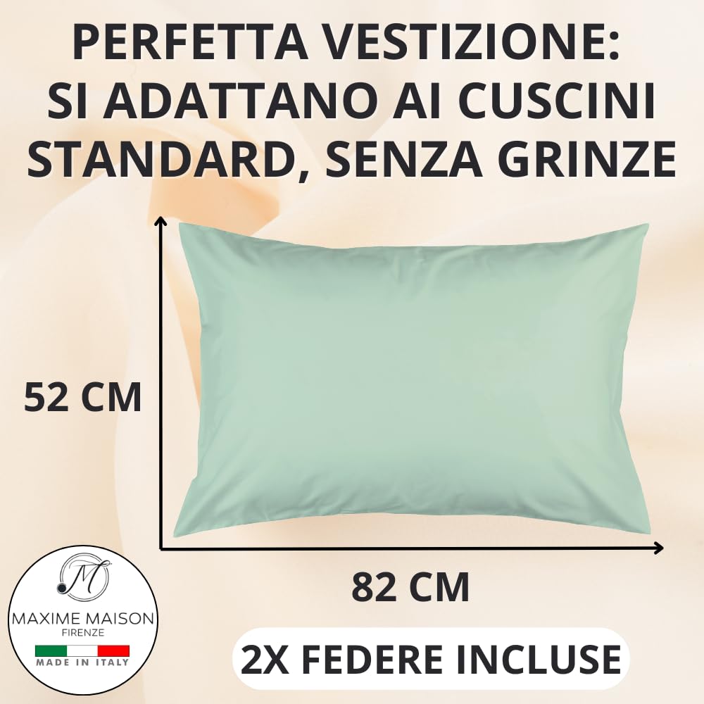 Federe Cuscino Letto, Misto Cotone, Tinta Unita (Misure 52x82cm), Chiusura a Busta, Fodera Cuscini, Copri Cuscino Letto, Federe Cuscini, Cotone