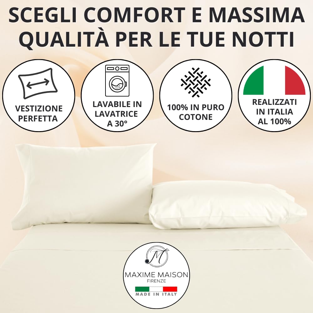 Federe Cuscino Letto, Misto Cotone, Tinta Unita (Misure 52x82cm), Chiusura a Busta, Fodera Cuscini, Copri Cuscino Letto, Federe Cuscini, Cotone