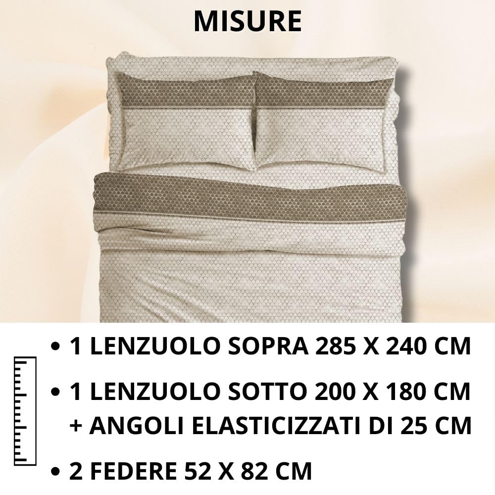 MAXIME MAISON Firenze - Set Lenzuola Letto Singolo Cotone 100% Completo con Federe Cuscini Stampate, Made in Italy Anallergico e Antiacaro (Motivo Ambra)
