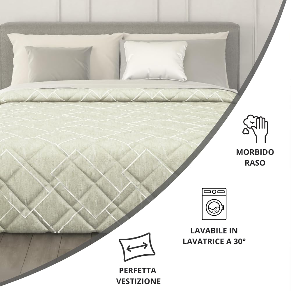 Trapunta Invernale in Raso Jacquard, Piumone Matrimoniale Invernale (300gr/mq)