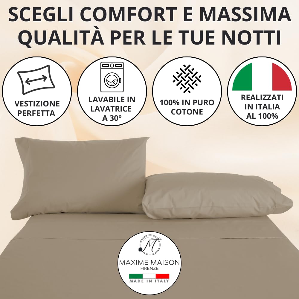 Federe Cuscino Letto, Misto Cotone, Tinta Unita (Misure 52x82cm), Chiusura a Busta, Fodera Cuscini, Copri Cuscino Letto, Federe Cuscini, Cotone