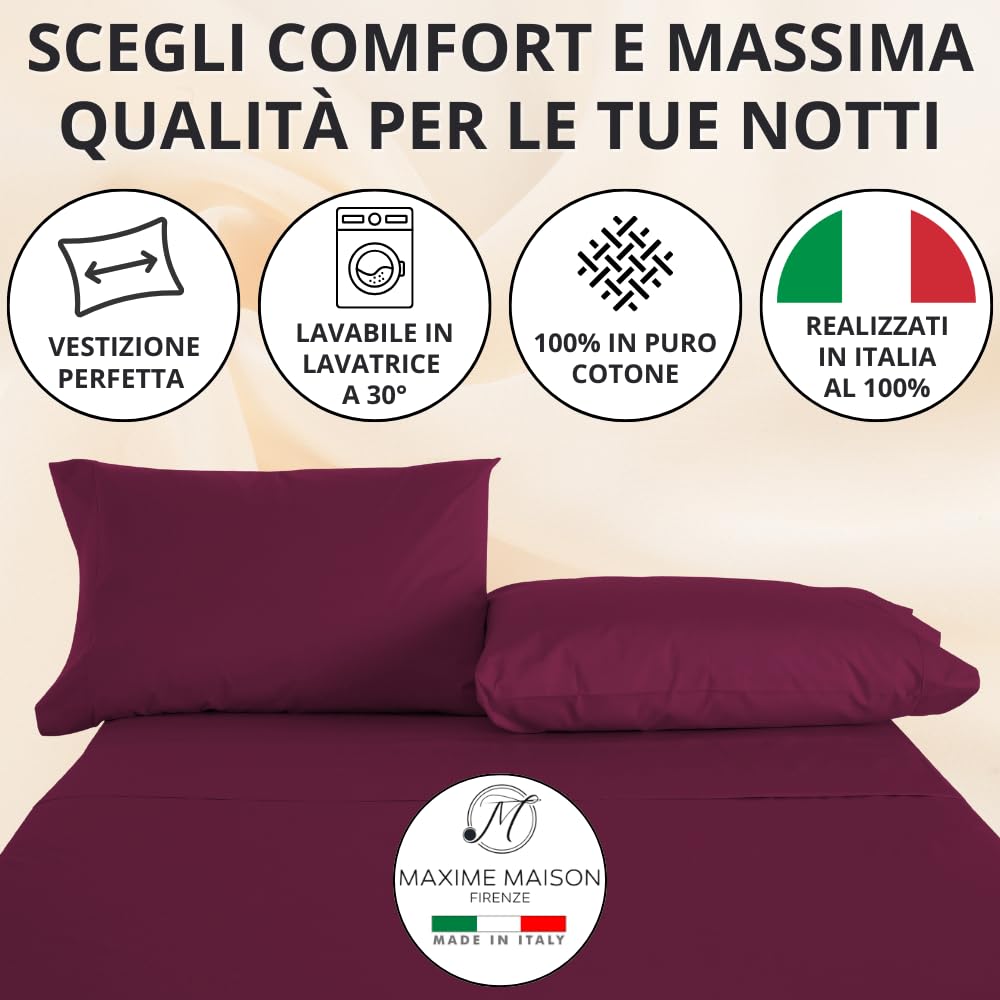 Federe Cuscino Letto, Misto Cotone, Tinta Unita (Misure 52x82cm), Chiusura a Busta, Fodera Cuscini, Copri Cuscino Letto, Federe Cuscini, Cotone