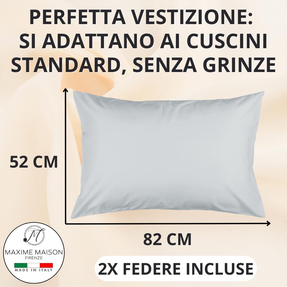 Federe Cuscino Letto, Misto Cotone, Tinta Unita (Misure 52x82cm), Chiusura a Busta, Fodera Cuscini, Copri Cuscino Letto, Federe Cuscini, Cotone