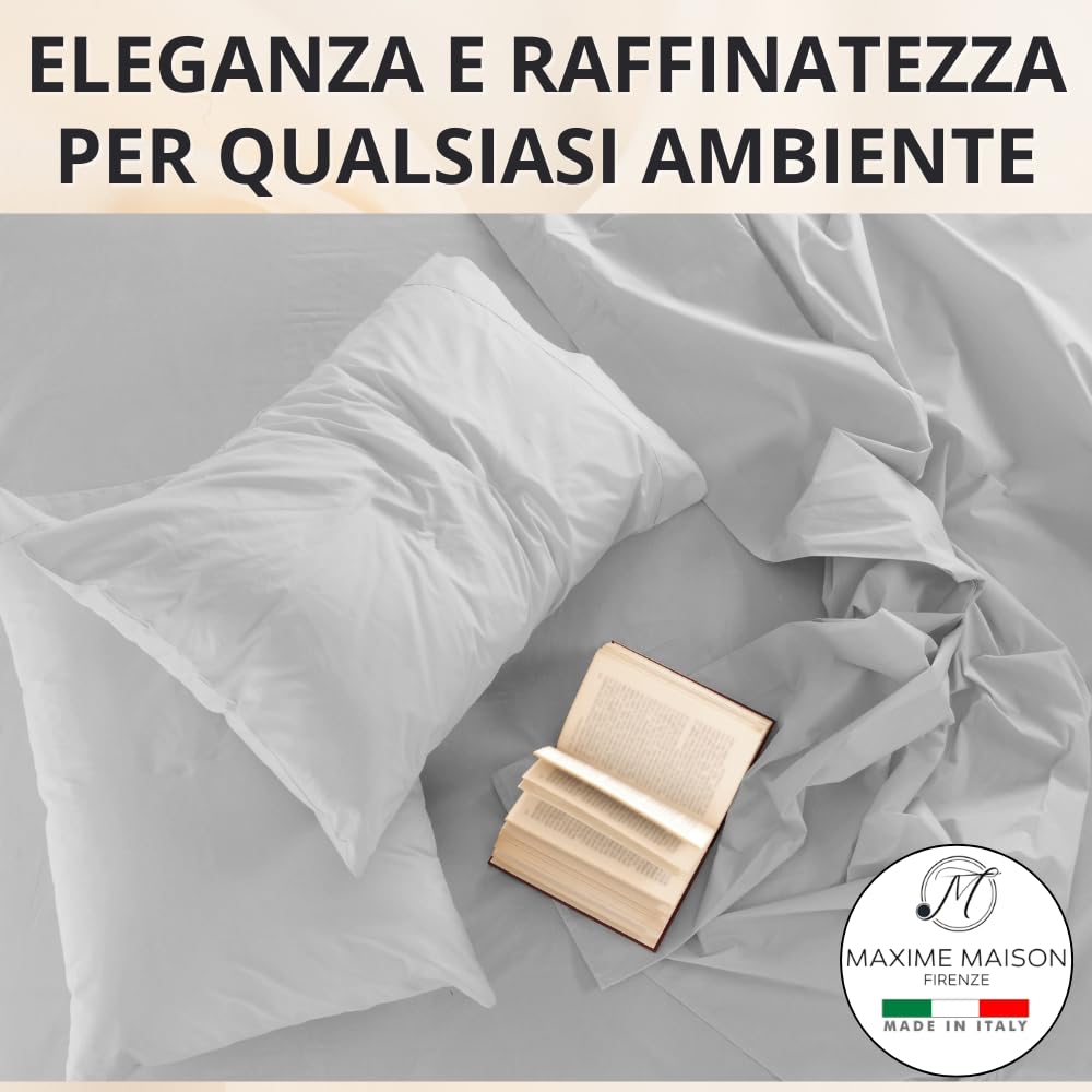Federe Cuscino Letto, Misto Cotone, Tinta Unita (Misure 52x82cm), Chiusura a Busta, Fodera Cuscini, Copri Cuscino Letto, Federe Cuscini, Cotone