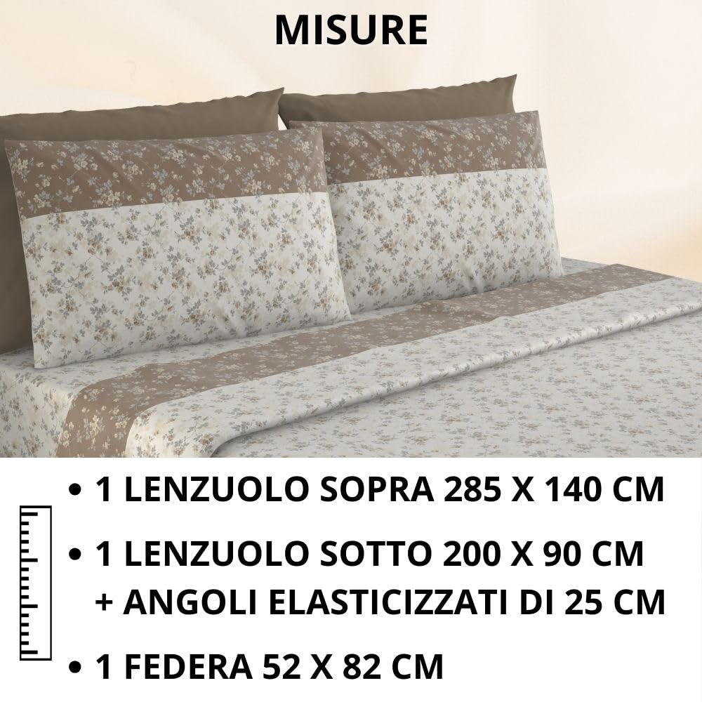 Completo Lenzuola Flanella in Cotone Stampate - Invernali con Fantasia Elegante