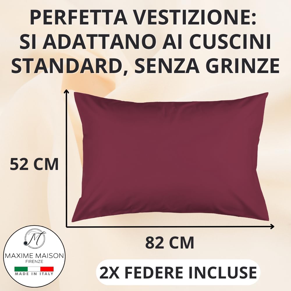 Federe Cuscino Letto, Misto Cotone, Tinta Unita (Misure 52x82cm), Chiusura a Busta, Fodera Cuscini, Copri Cuscino Letto, Federe Cuscini, Cotone