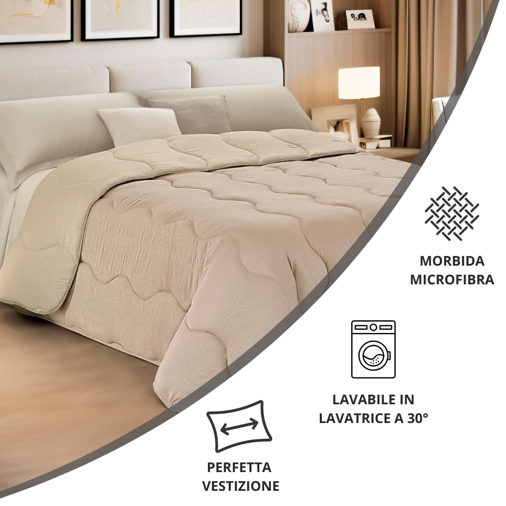 Trapunta Piumone Invernale Double-Face in Morbida Microfibra Imbottitura 300 gr/mq