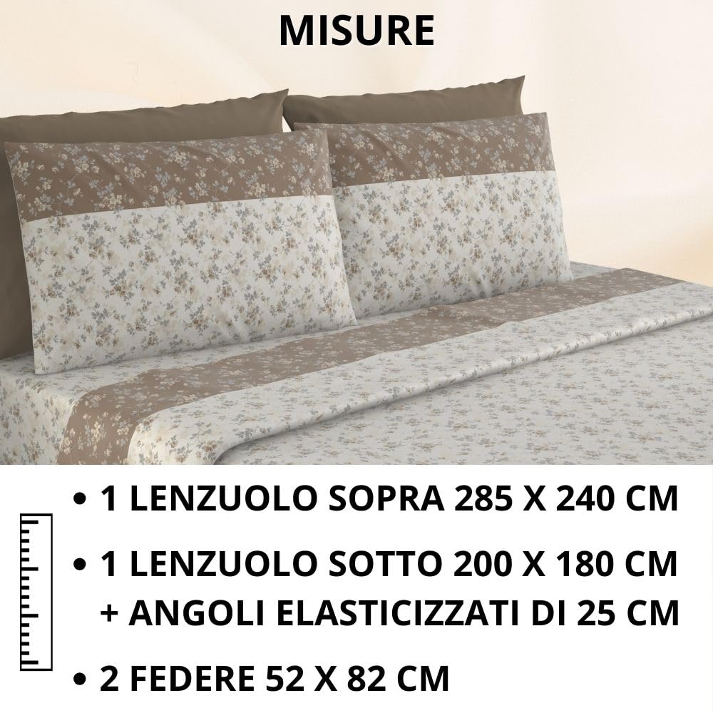 Completo Lenzuola Flanella in Cotone Stampate - Invernali con Fantasia Elegante