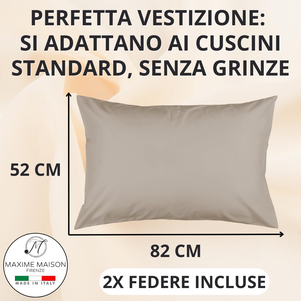 Federe Cuscino Letto, Misto Cotone, Tinta Unita (Misure 52x82cm), Chiusura a Busta, Fodera Cuscini, Copri Cuscino Letto, Federe Cuscini, Cotone