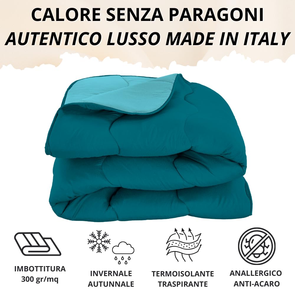 Trapunta Piumone Invernale Double-Face in Morbida Microfibra Imbottitura 300 gr/mq