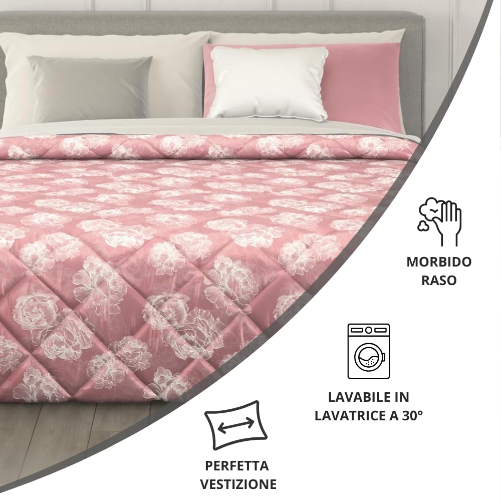 Trapunta Invernale in Raso Jacquard, Piumone Matrimoniale Invernale (300gr/mq)