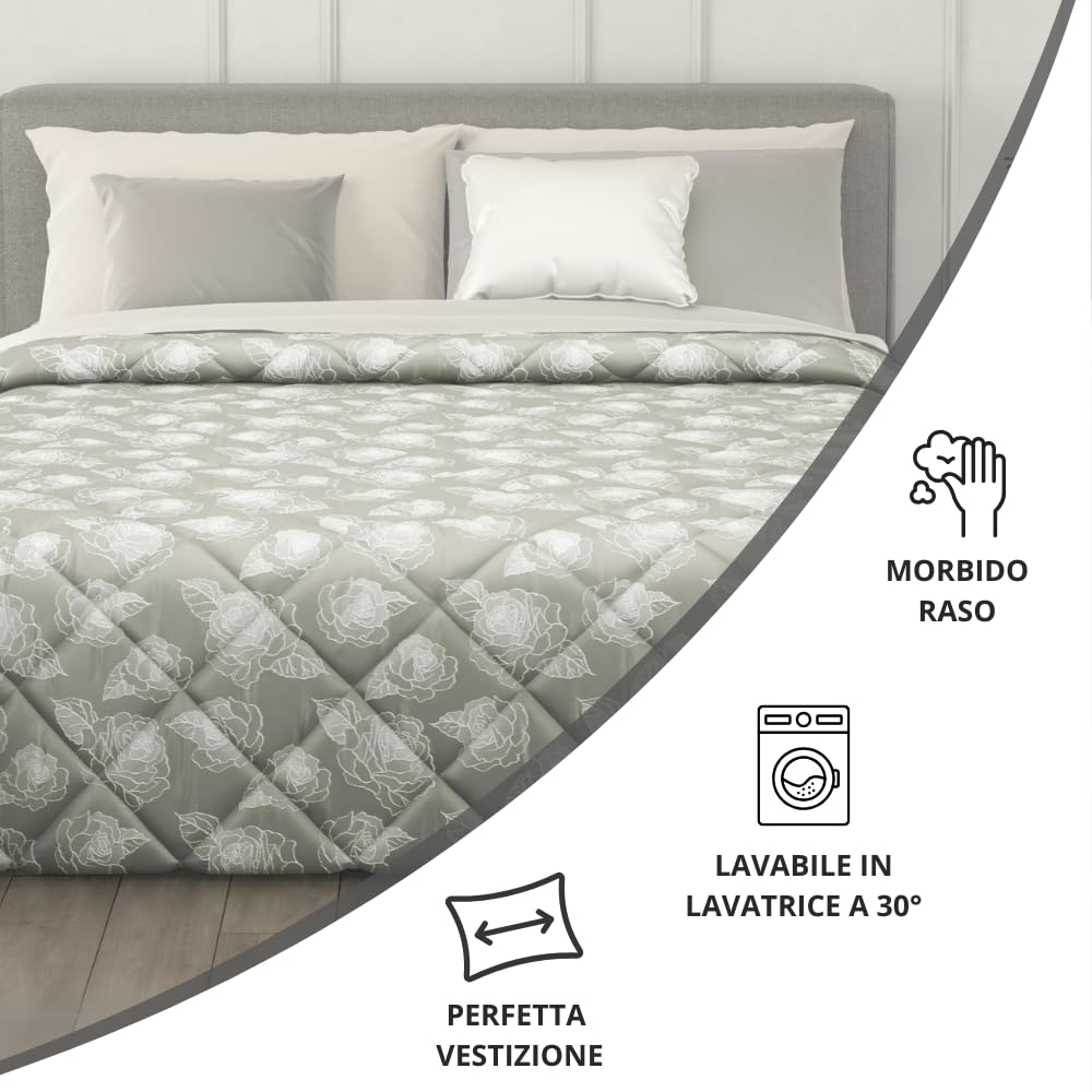 Trapunta Invernale in Raso Jacquard, Piumone Matrimoniale Invernale (300gr/mq)