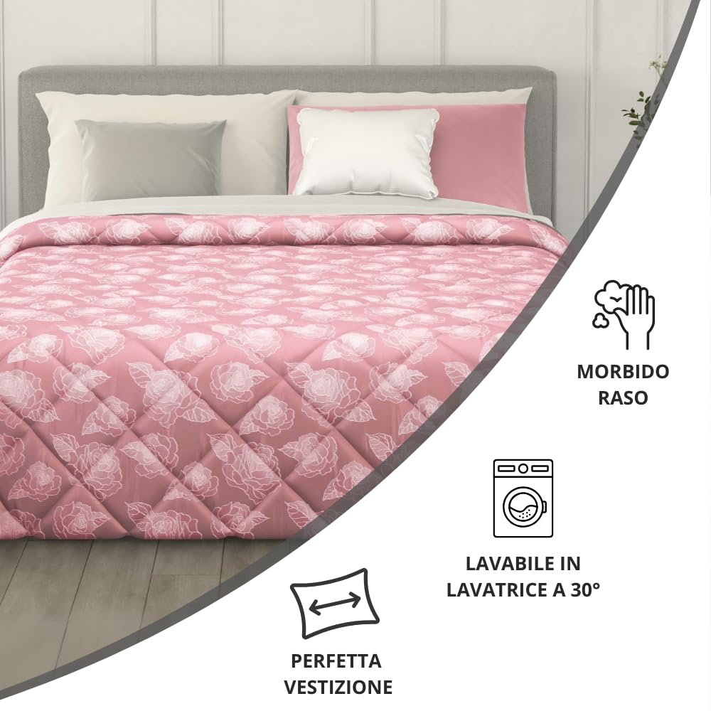 Trapunta Invernale in Raso Jacquard, Piumone Matrimoniale Invernale (300gr/mq)