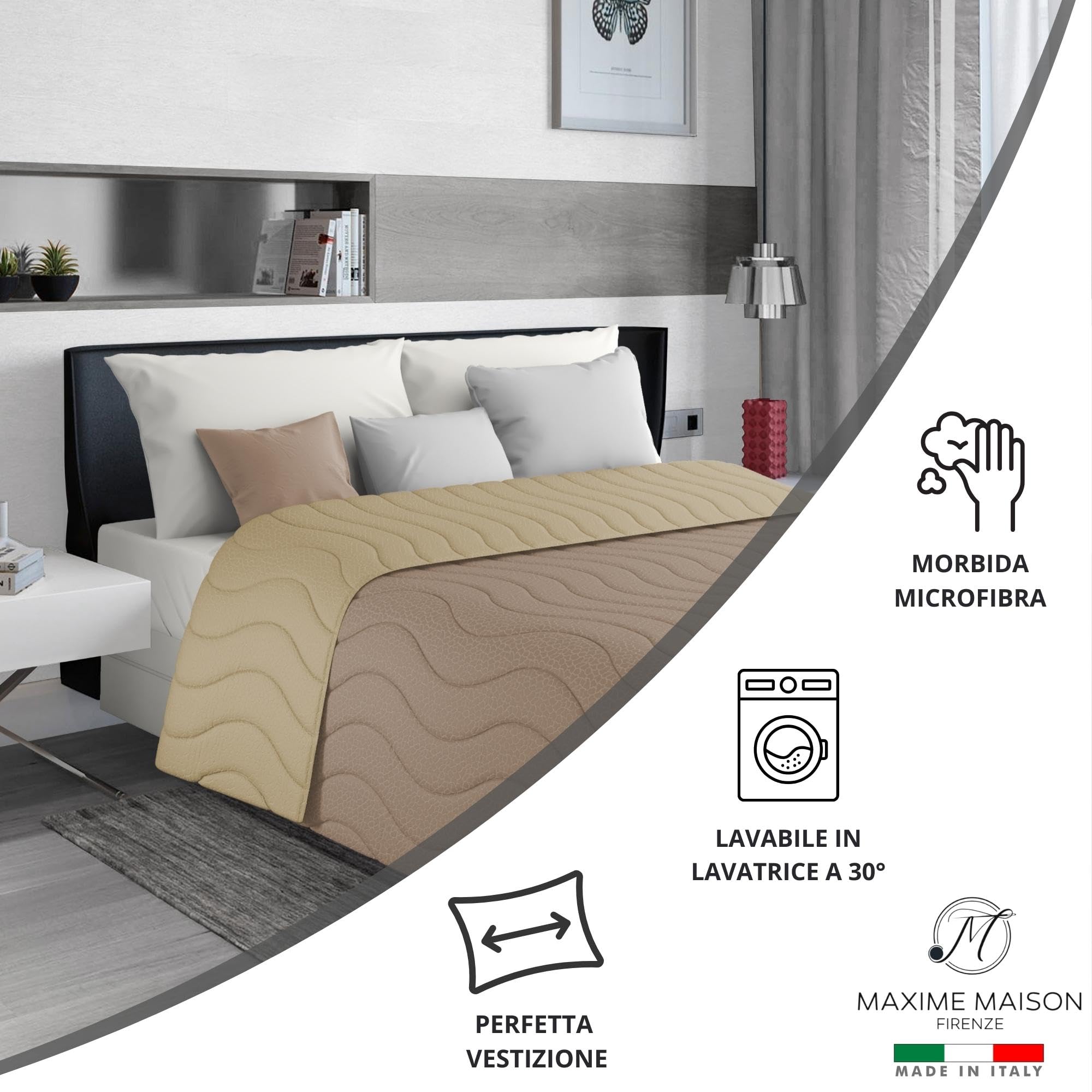 Trapuntino Mezza Stagione Double-Face in Morbida Microfibra Imbottitura 100 gr/mq