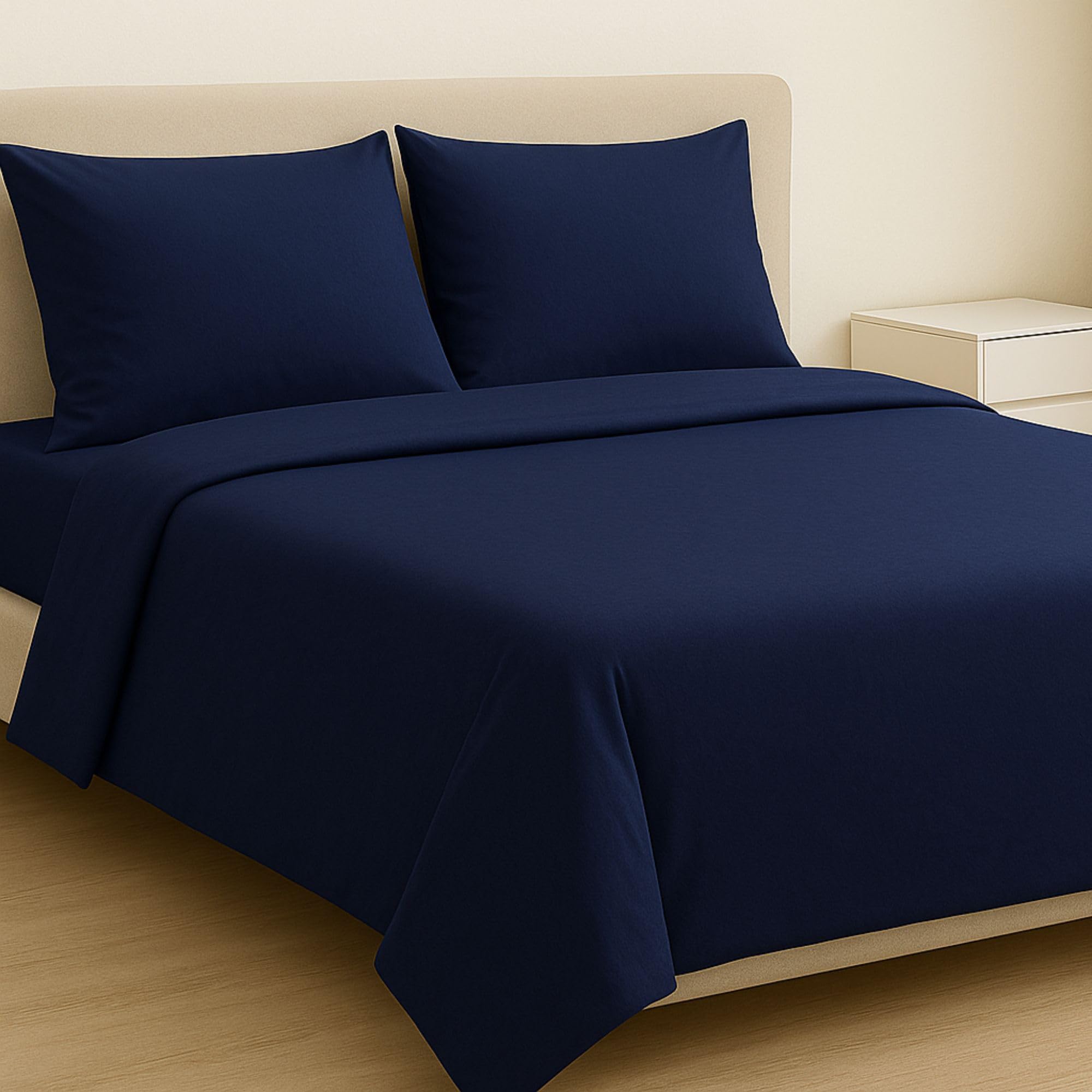MAXIME MAISON - Set Lenzuola Cotone, Completo con Federe Cuscini Tinta Unita, Prodotto Made in Italy Anallergico