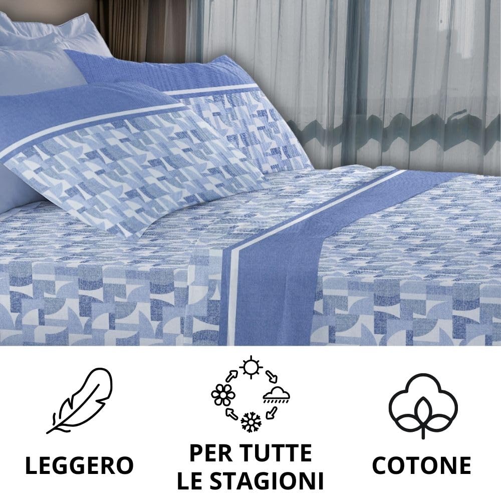 Completo Lenzuola Stampate, Misto Cotone, con Federe, Made in Italy