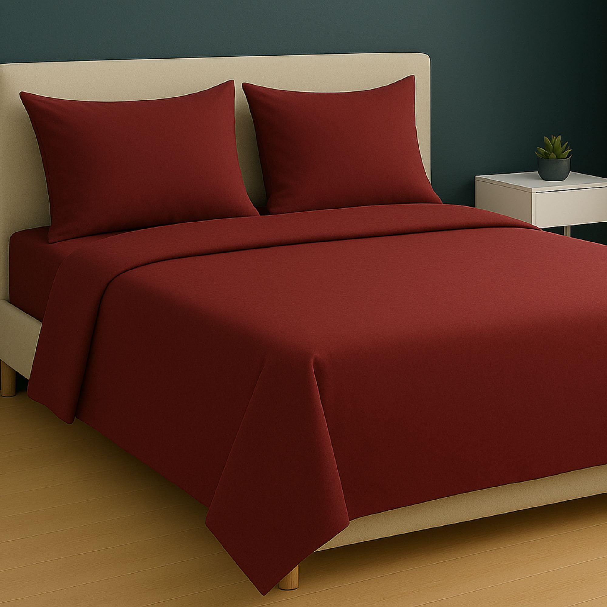 MAXIME MAISON - Set Lenzuola Cotone, Completo con Federe Cuscini Tinta Unita, Prodotto Made in Italy Anallergico