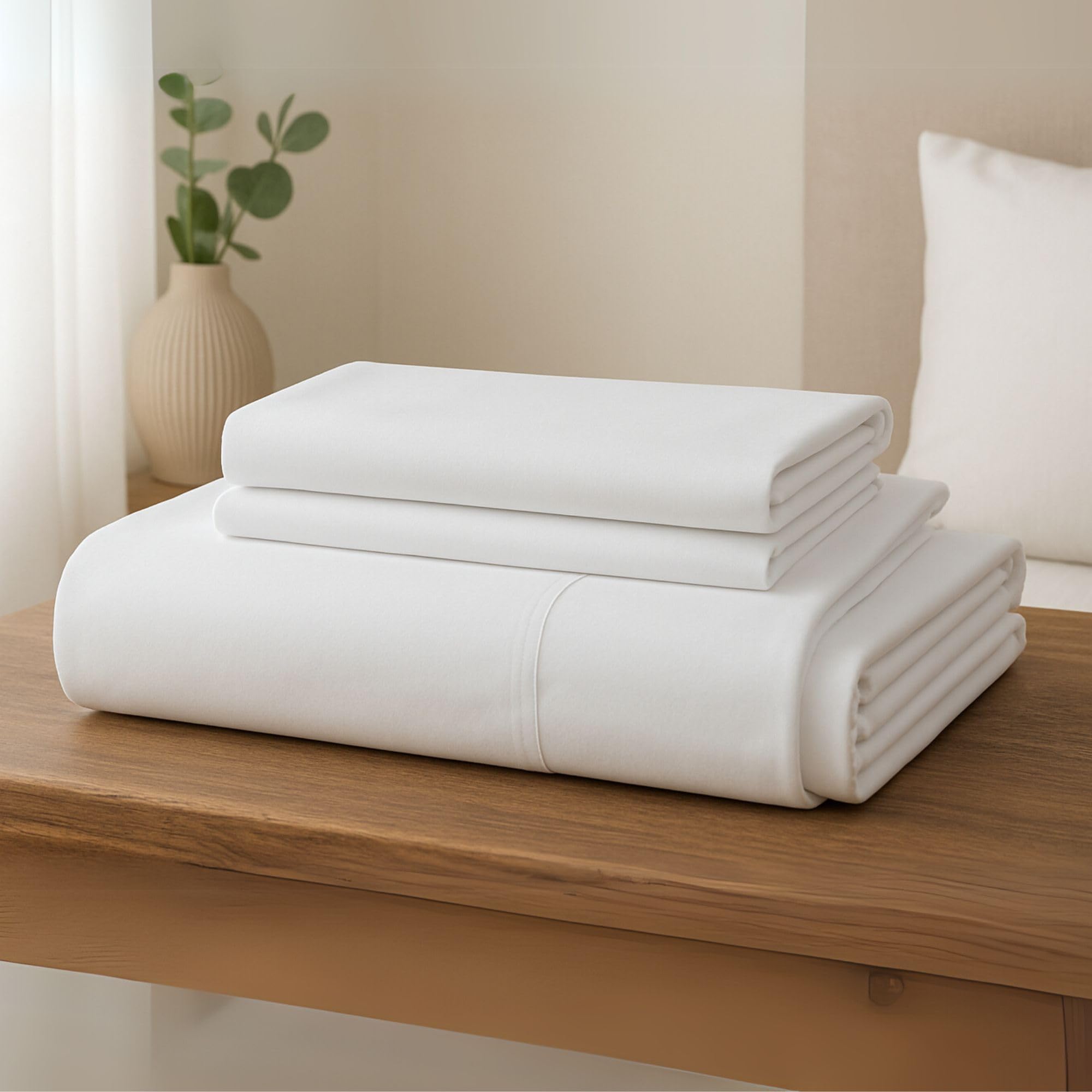 MAXIME MAISON - Set Lenzuola Cotone, Completo con Federe Cuscini Tinta Unita, Prodotto Made in Italy Anallergico