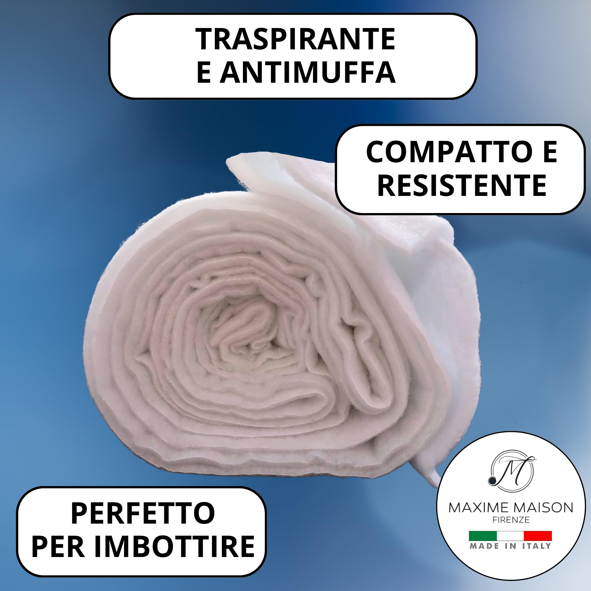 MAXIME MAISON - Ovatta Imbottitura 100 gr/mq 100x140, Anallergica Anti Acaro, Made in Italy