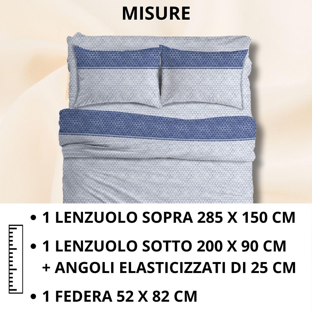 Completo Lenzuola Stampate, Misto Cotone, con Federe, Made in Italy