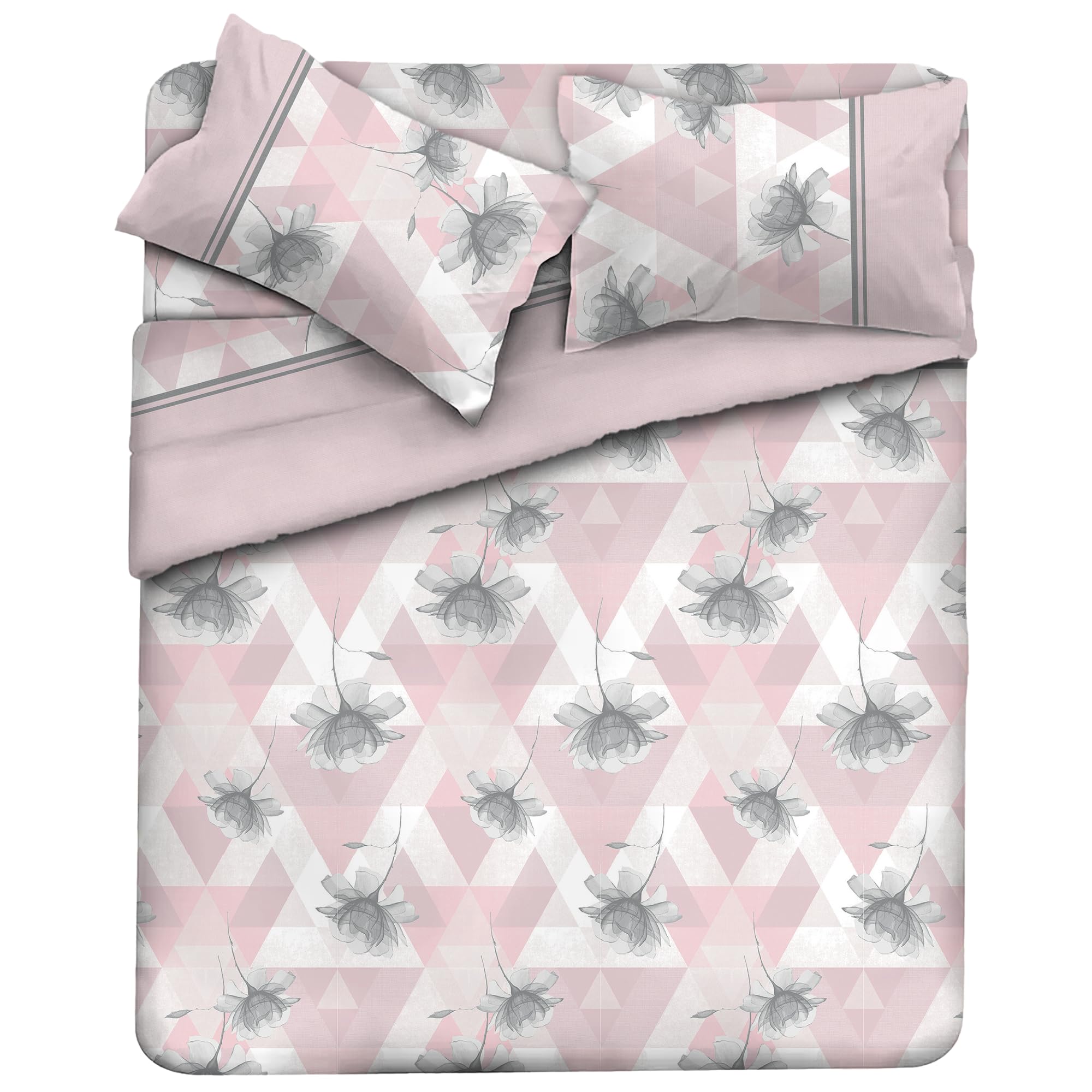 MAXIME MAISON Firenze - Set Lenzuola Letto Singolo Cotone 100% Completo con Federe Cuscini Stampate, Made in Italy Anallergico e Antiacaro (Motivo Ambra)
