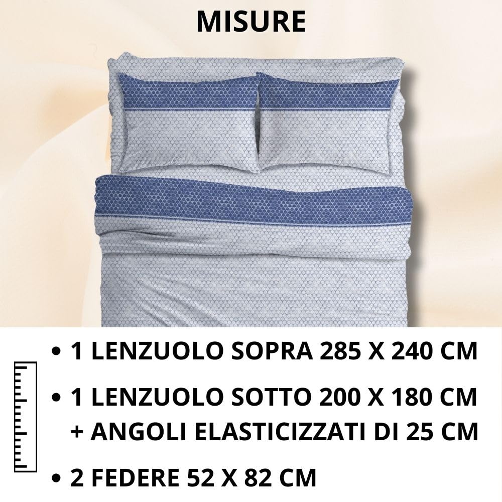 Completo Lenzuola Stampate, Misto Cotone, con Federe, Made in Italy