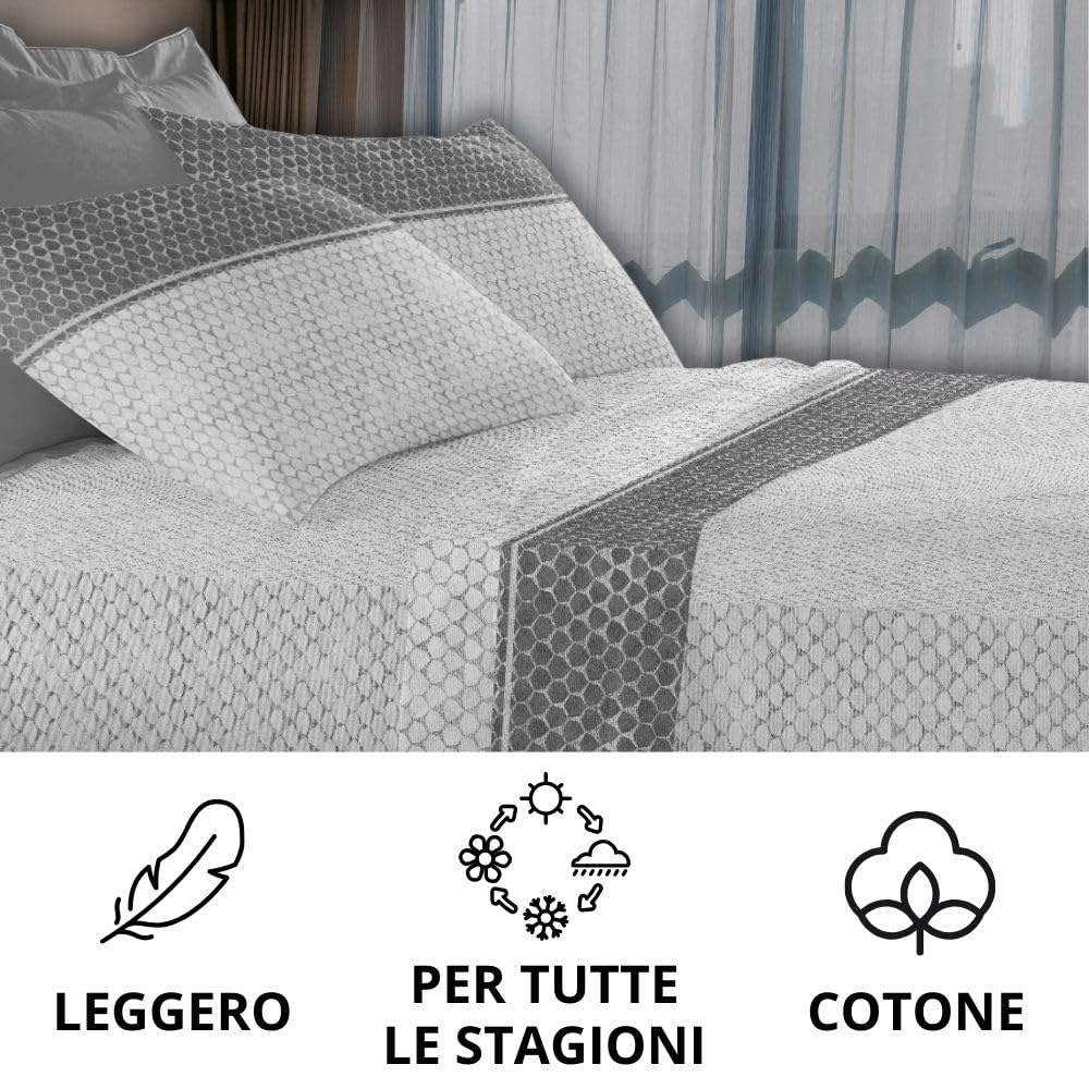 MAXIME MAISON Firenze - Set Lenzuola Letto Singolo Cotone 100% Completo con Federe Cuscini Stampate, Made in Italy Anallergico e Antiacaro (Motivo Ambra)