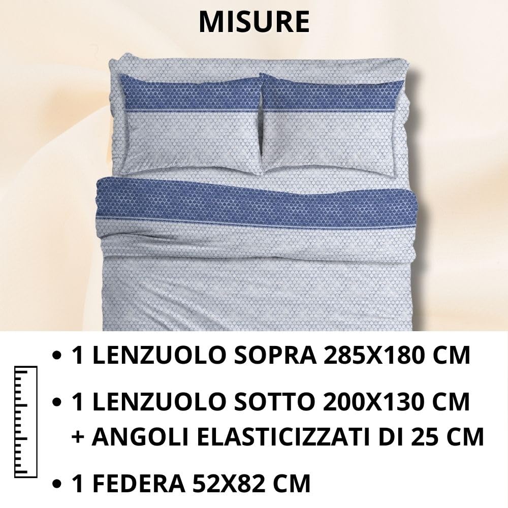 Completo Lenzuola Stampate, Misto Cotone, con Federe, Made in Italy