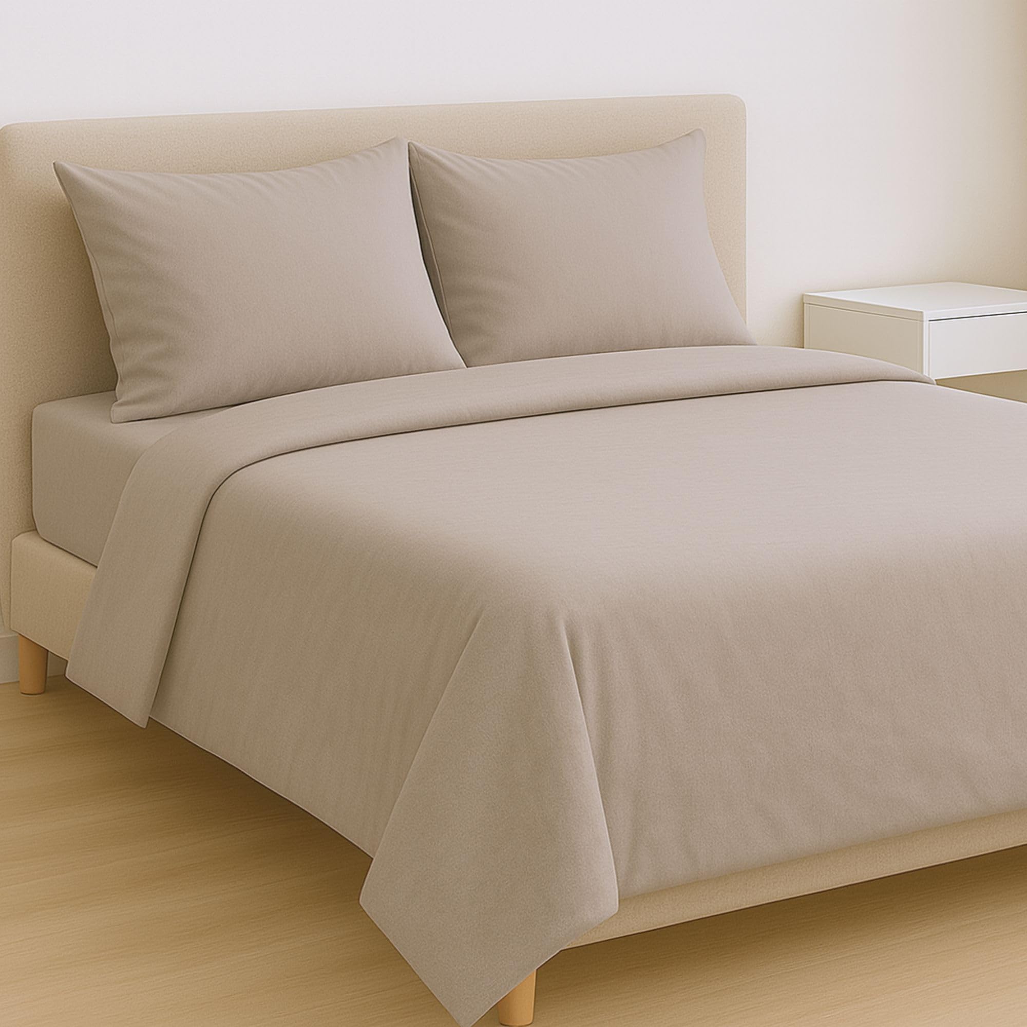 MAXIME MAISON - Set Lenzuola Cotone, Completo con Federe Cuscini Tinta Unita, Prodotto Made in Italy Anallergico